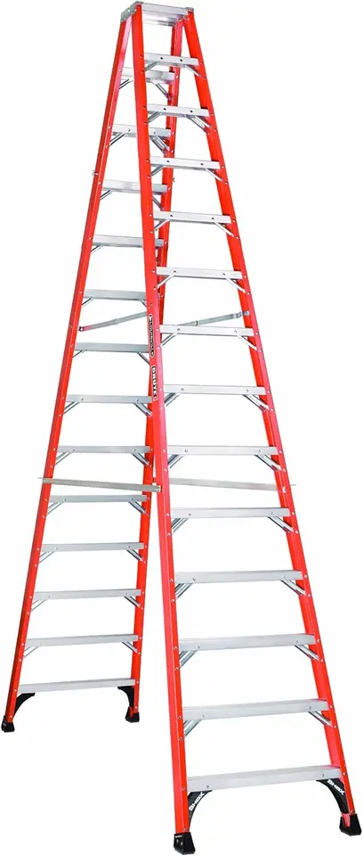 14 stôp sklo vlákien Twin Front Step Radder 375 libier zaťaženie kapacity robustná a silná konečná stabilita