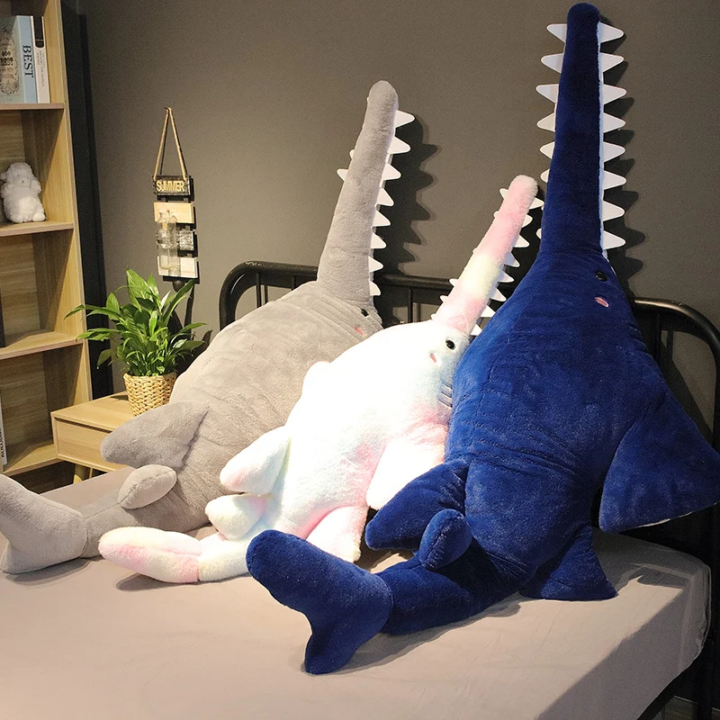 140 cm kreatívne pílové žraloky Plush Hrace Soft Soft Cantoon dlhé ústa rybia rybia lôžko spánok vankúš Pohovka vankúš na narodeniny darčeky