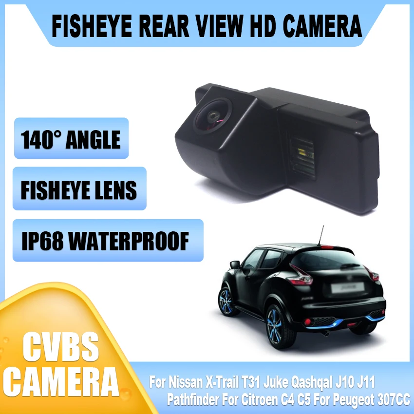 140 ° Full HD 1080p Zadný fotoaparát pre Nissan X-Trail T31 Juke Qashqai J10 J11 Pathfinder pre Citroen C4 C5 pre Peugeot 307cc