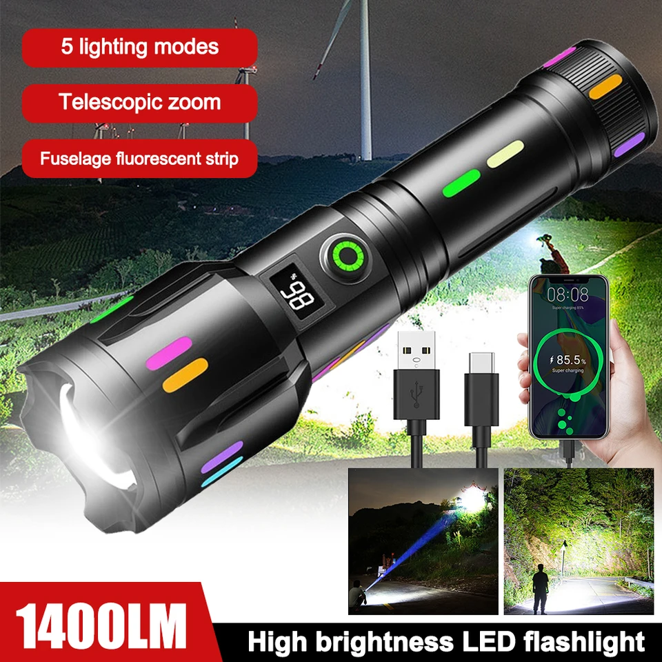 1400LM 500 metrov s dlhým dosahom bieleho laserového baterky typu C Nabíjateľné kempingové kempingové vojenské taktické taktické priblíženie vyhľadávania