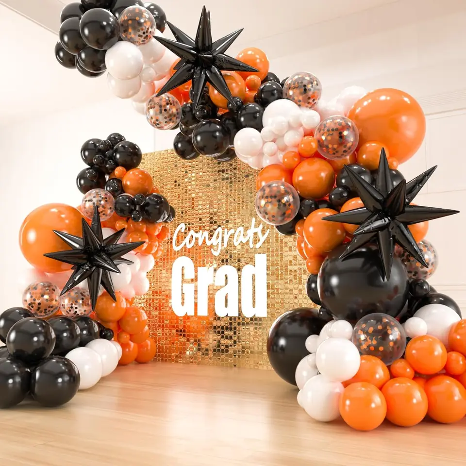 141ks čierny biely oranžový balón Garland Arch Kit konfety latex Balóny na narodeniny 2024 promócie Halloween Party Decors
