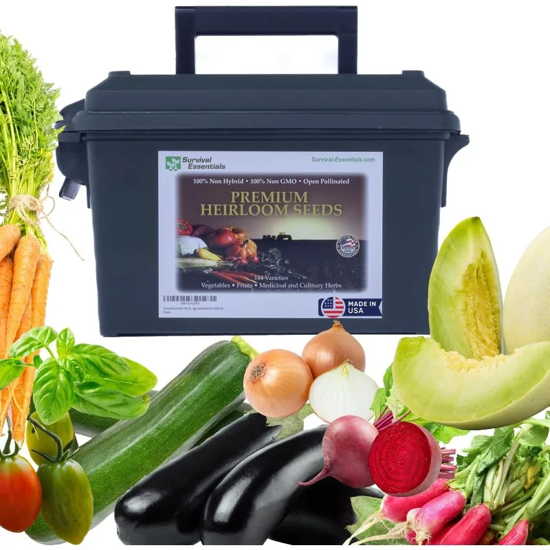 144 Variety, ktoré nie sú GMO dedičné semená vo vzduchu a vodotesnej munícii Can-23 000 semien prežitia pre výsadbu zeleniny
