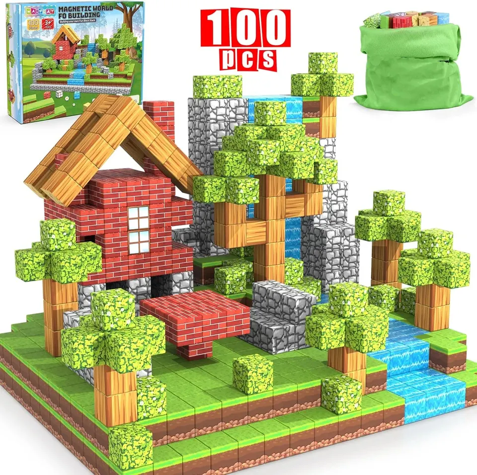 144ks Magnetické bloky budovy Mine Magnet World Set pre chlapcov a dievčatá vek 3+ senzorické hračky pre batoľatá darčeky Construction Hračky