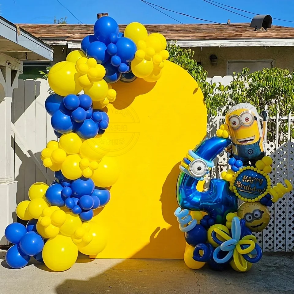 145ks Minion Temed Balloon Arch Set Set žltá modrá latexová lopta karika