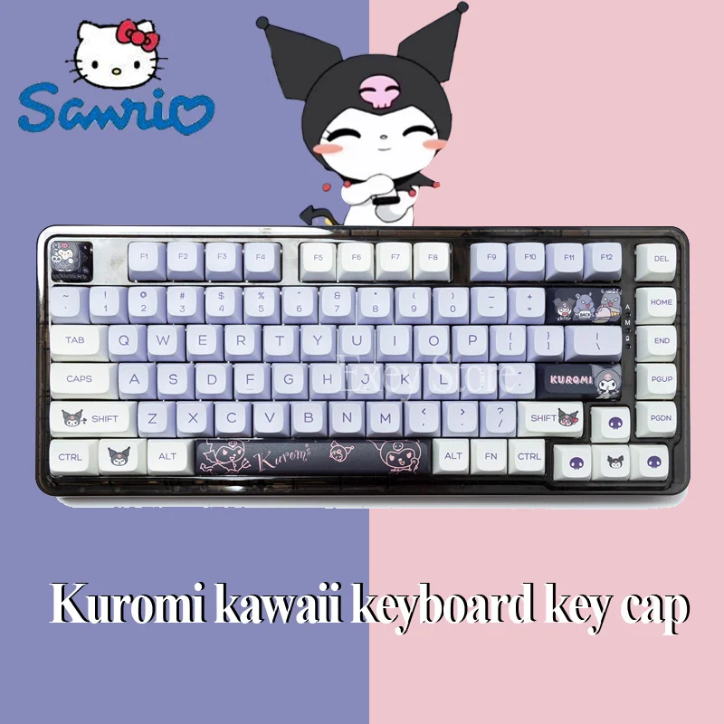 146 kľúče Sanrio Kuromi Kawaii Keycap XDA Výška PBT Mechanická klávesnica Key Key Cap Girl Gaming Key Caps Gamers School Office Office