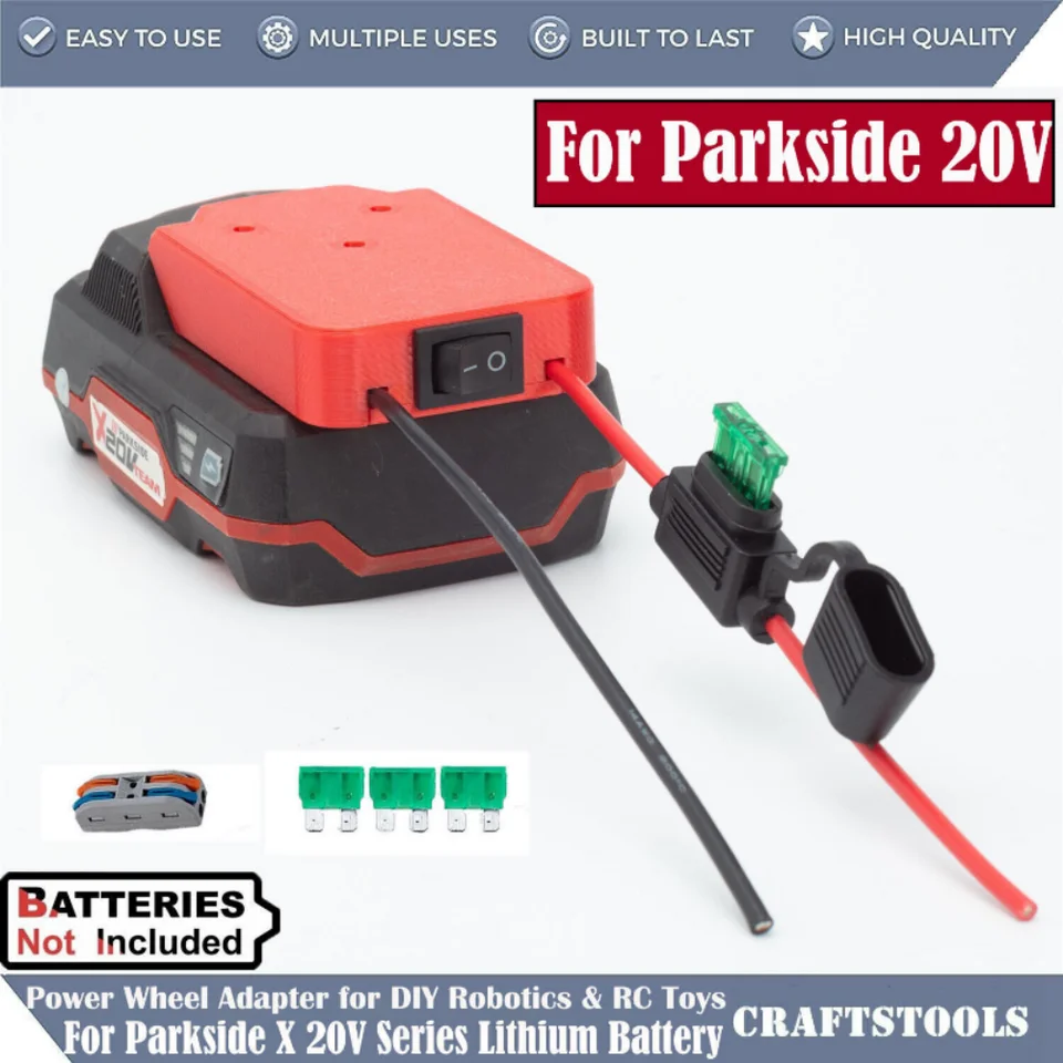 14awg Power Wheels Adapter pre LIDL Parkside X20V Team Littium Battery Power Connector DIY s prepínačom