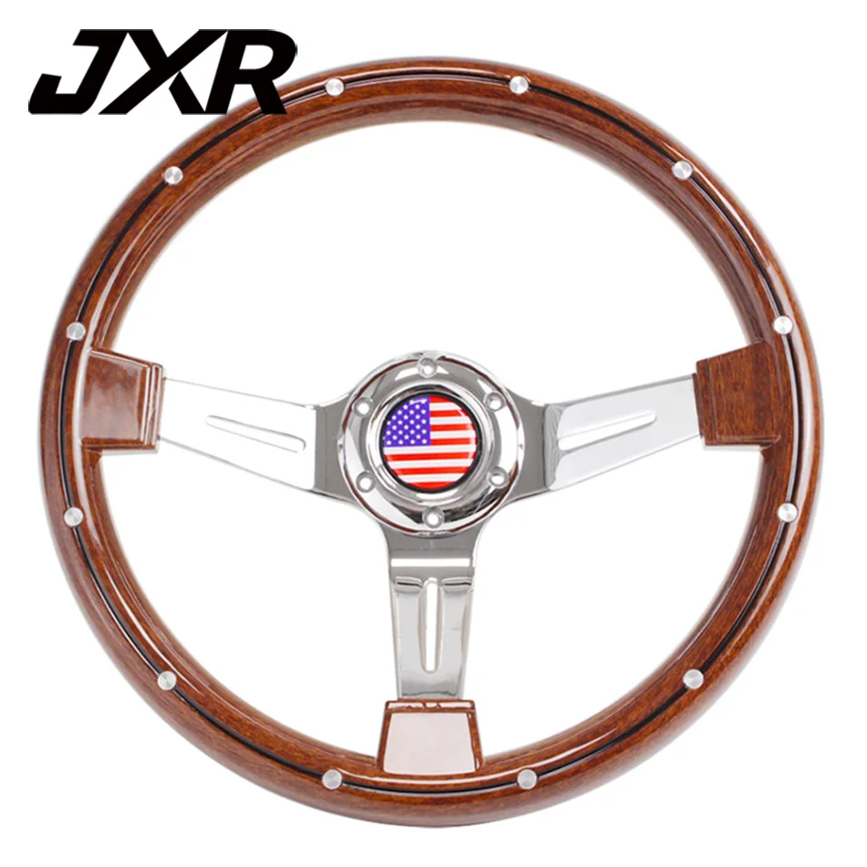 14inch 350 mm simulácia volantu Wood Classic Vintage Universal Ab Car Racing Sports American Flag Patriot volant