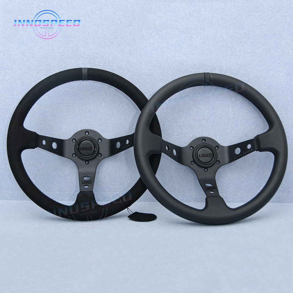 14inch JDM Black Edition Suede Leather volant Car Tuning Sport Sim Racing Volant Automatické príslušenstvo