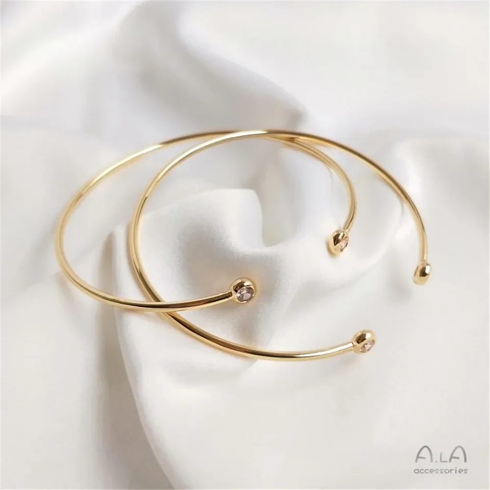 14k Gold Plating Vykladaný náramok zirkónu náramok s jednoduchým módnym náramkom DIY náramok