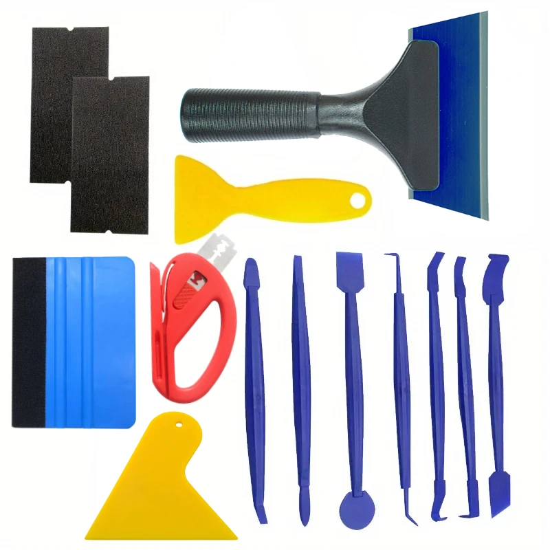 14ks auto obalovanie vinylového nástroja Kit s oknom Film Tint Tools Tools Tool Wrap Sticks Edge Orezanie Squeegee tónovanie Felt Edge Squeegee