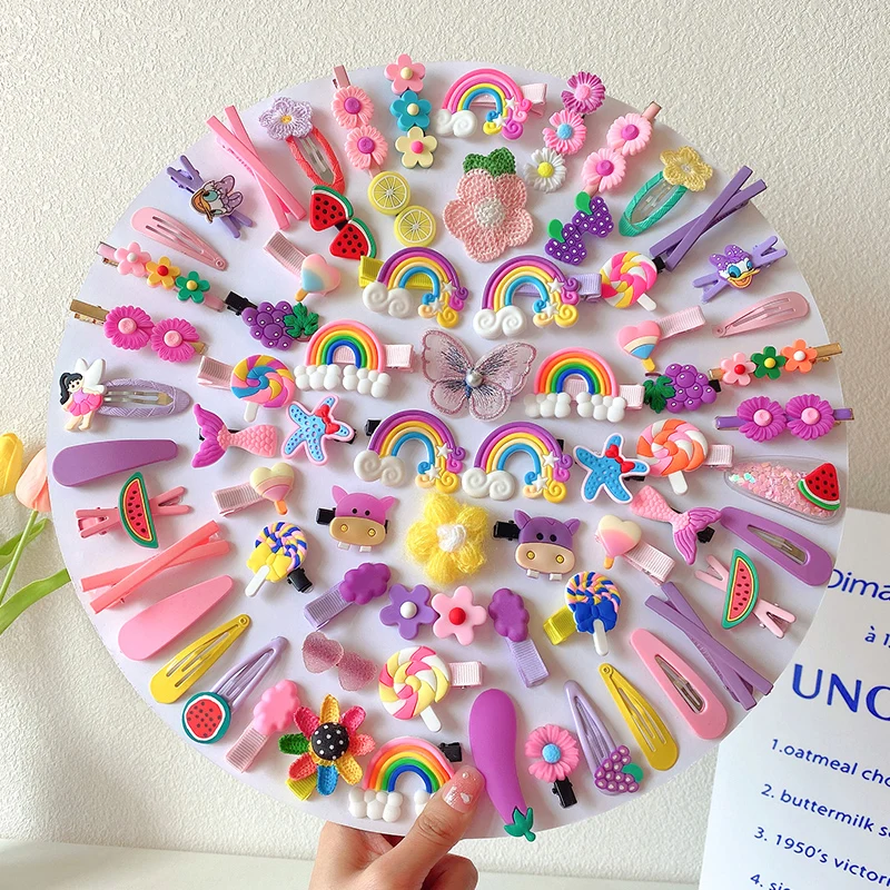 14ks karikatúry detské vlasové klip sada kvetinové ovocie dievčatko Barrettes Bangs Hairpins Kids Hair doplnky