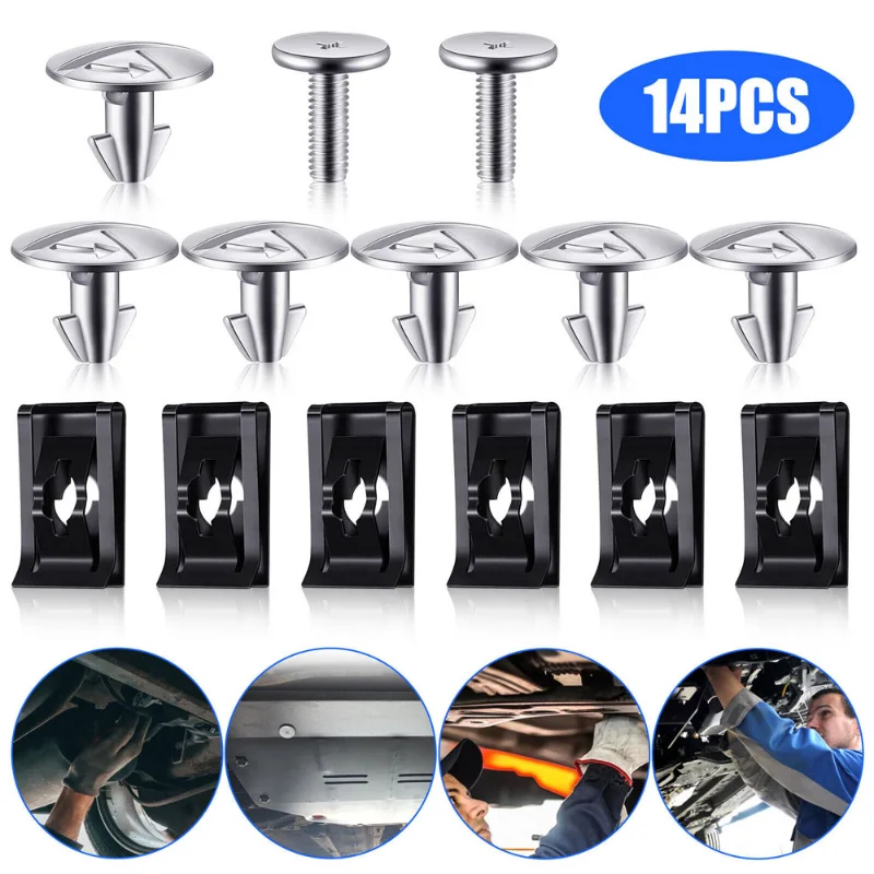 14ks/Set Case Motor Cover Spodná štiepka PIN skrutky kovové skrutky skrutky Vymeňte príslušenstvo pre Honda CR-V Civic Accord