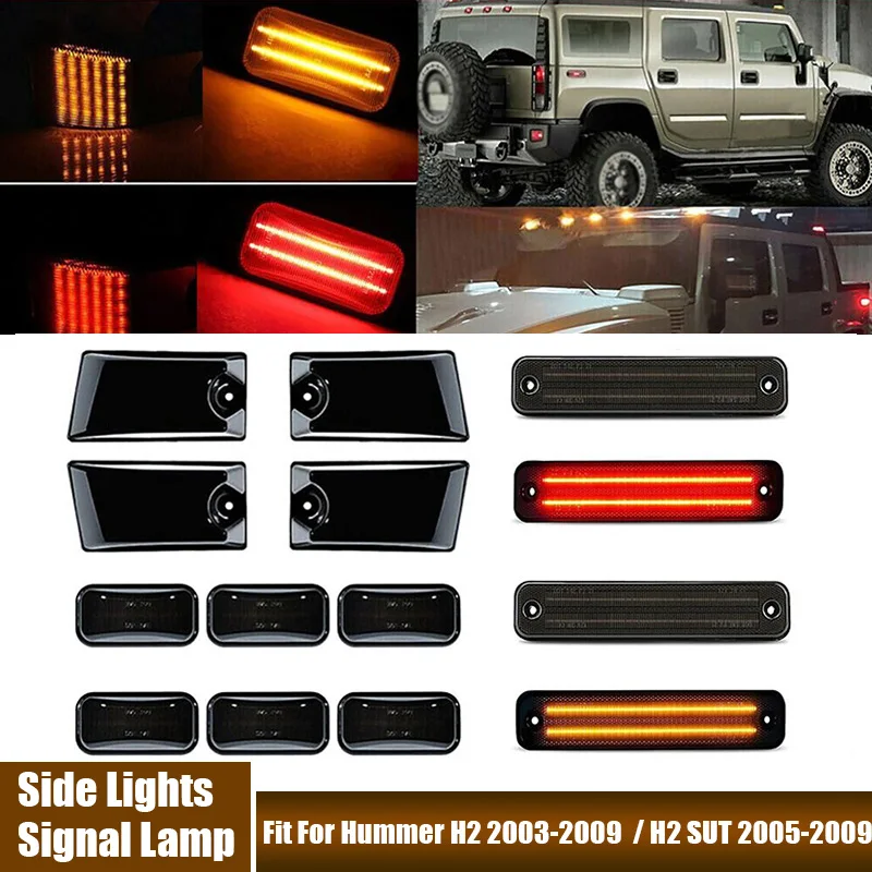 14ks/set LED strešné bočné svetlá LED svetlá LED Fender Signal Lights pre Hummer H2 2003-2009/H2 SUT 2005-2009 #25809312,16531442,15060525