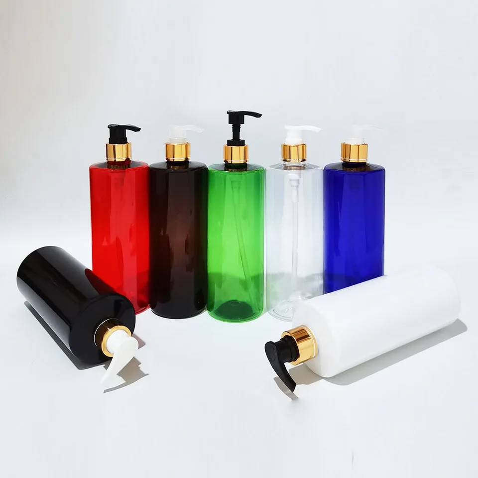 14ks/šarža, 500 ml fľaša na pumperové pumpy, čiernu bielu plastovú kozmetickú nádobu, prázdne šampóny sub-dórske fľaša éterického oleja