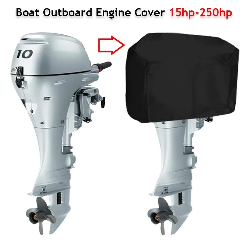 15-250HP Full Outboard Motor Motor Loď kryt 210D nepremokavý protikratčový chránič motora Motor Black Boat Tkanina Motor