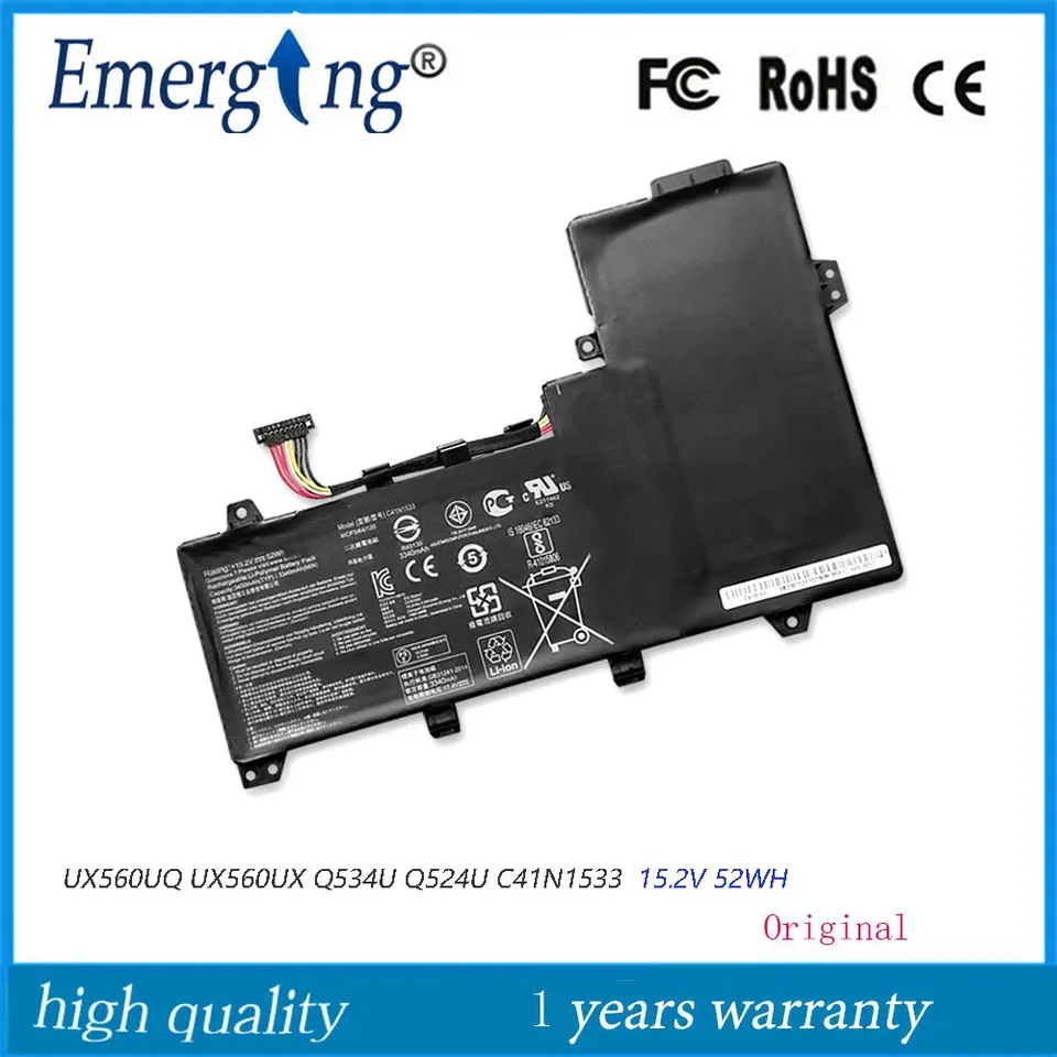 15,2V 52Wh Pôvodná batéria prenosného počítača C41N1533 pre sériu ASUS ZenBook Flip Q524U Q534U UX560UQ UX560UX