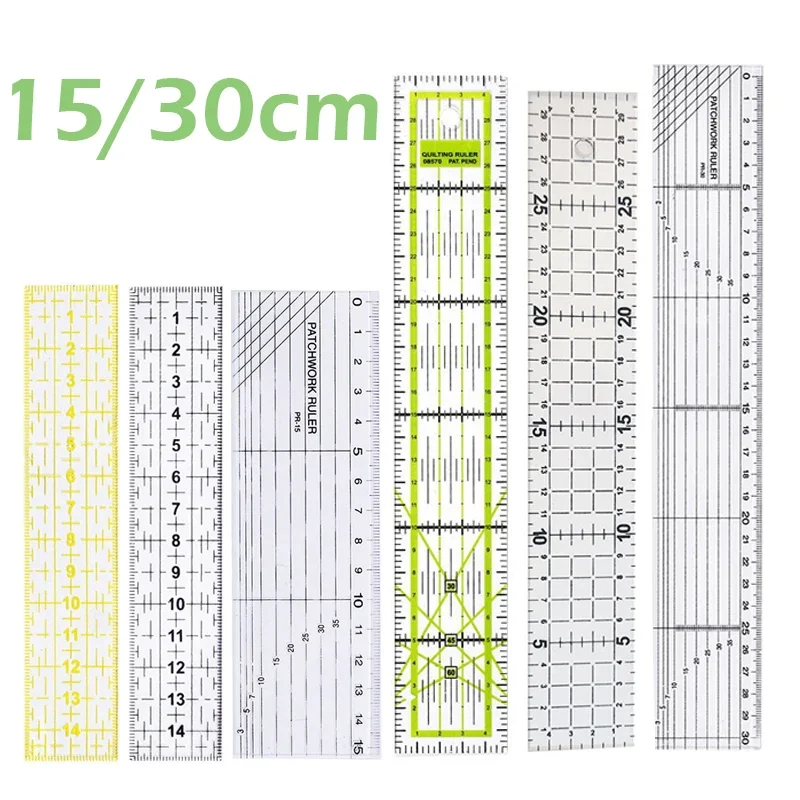 15/30 cm akrylové prešívanie prešívania pravítka Šitka Meranie pravítko Transparentné krajčírske pravítko DIY prešívané patchworkové náradie šijacie príslušenstvo