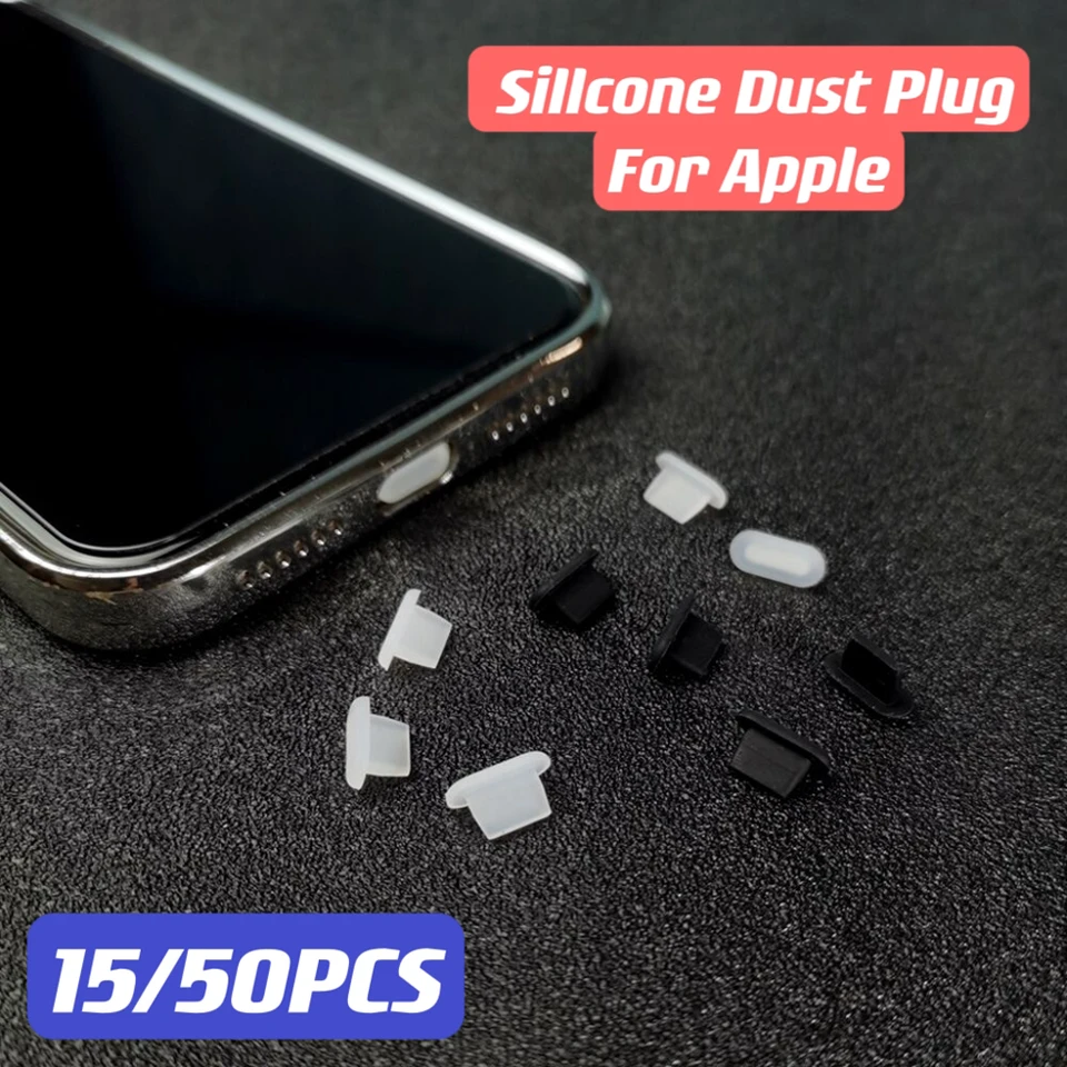 15/50ks Silikónový prachový zástrčka pre iPhone 6 7 8 x xs max 11 12 13 14 Pro Lightning Nabíjací port kryt Soft Gumber Dustodoof