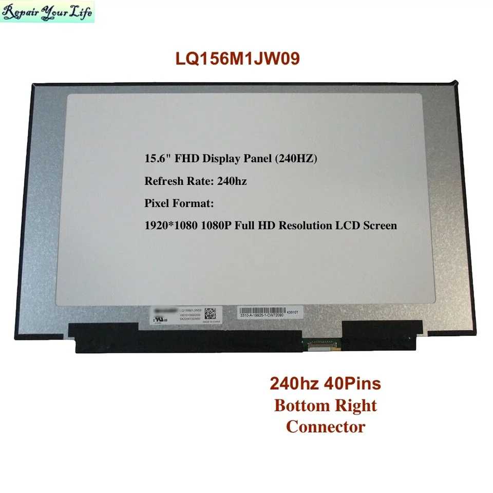 15,6 40pins 240Hz laptop LCD obrazovka LQ156M1JW09 NE156FHM-NZ1 pre ACER Helios 300 PH315-53 FHD 1080 EDP LED obrazovky Matrix obrazovky