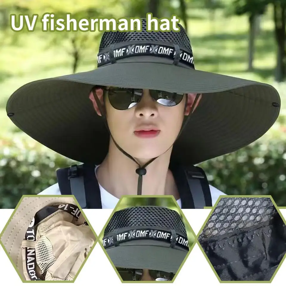 15 cm Veľký brim polyester slnečný klobúk UV ochrana Priedušná čiapka Zložiteľná muži a ženy vonkajšie rybárske turistické čiapky