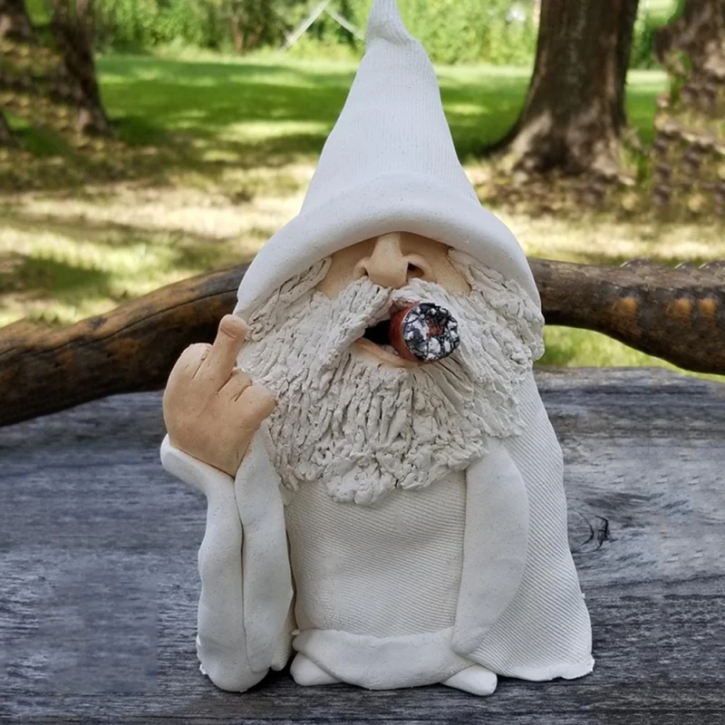 15 cm vianočná záhrada Dwarf ORAMENTY PVC WHITE ROBE Fajčenie trpaslí