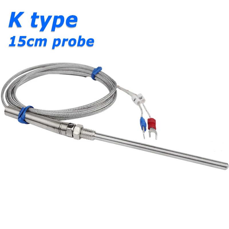 15 cm z nehrdzavejúcej ocele sonda Termočlánok Senzor K Type trubice s drôtom káblom 0-400'C Stupeň pre regulátor regulátora teploty