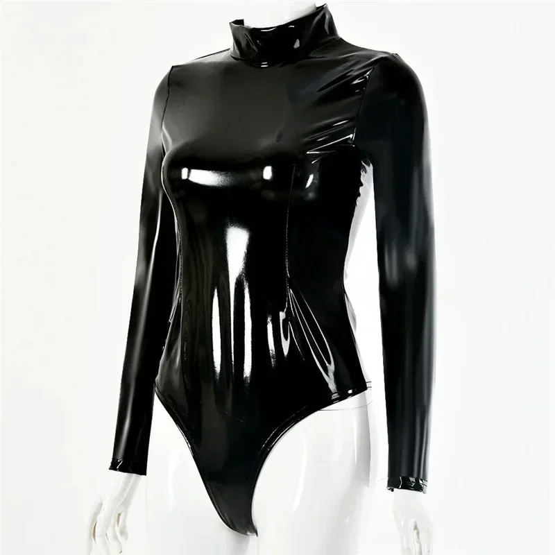 15 farieb faux pvc kožené kožené s dlhým rukávom BodySuit Ženy Rompery One Piece Club Outfits Bodycon Bodysuits Zabalenie sexy kombinézy Žena