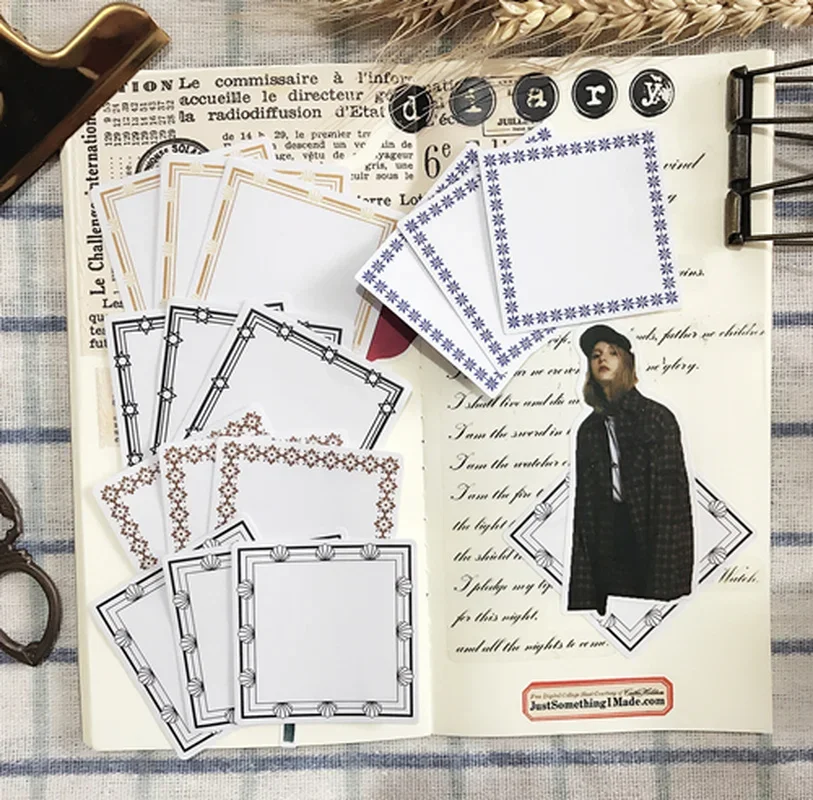 15 ks biely vzor vintage nálepky memorandový papier papier JUNK Journal Ephemera DIY album kolážové nálepky scrapbooking materiál