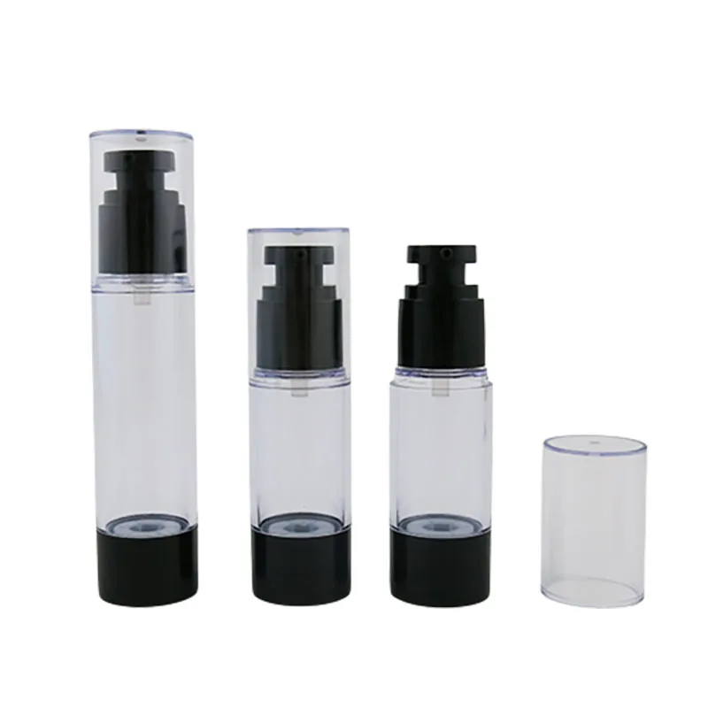 15 ml 30 ml 50 ml airless pumps fľaše cestovné pleťové pumpy kontajnery 1oz bezvzduchové mlieko Dávkovač pre doplňujúcu kozmetickú fľašu