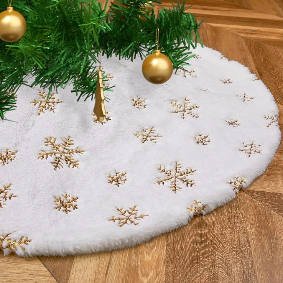 15 palcov 38 cm plyšový vianočný stromček sukňa biely faux kožušinové vianočné stromy Flitra koberec Malé sukne Domáci párty dekorácie