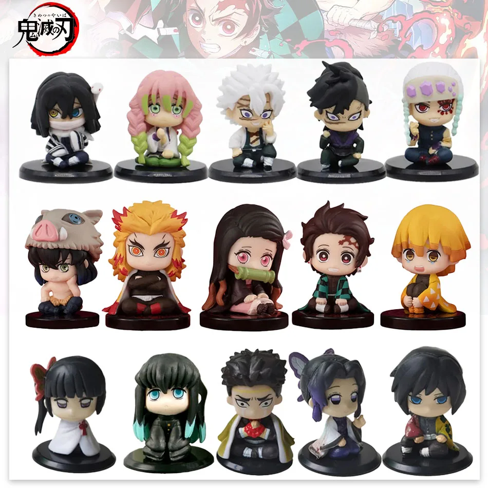 15 Style/Set Q Verzia Demon Slayer Singt Ghost Doll Tanjiro Nidouzi Inosuke Zenizu Figure Action Figure Film Model Hračky Doll Doll
