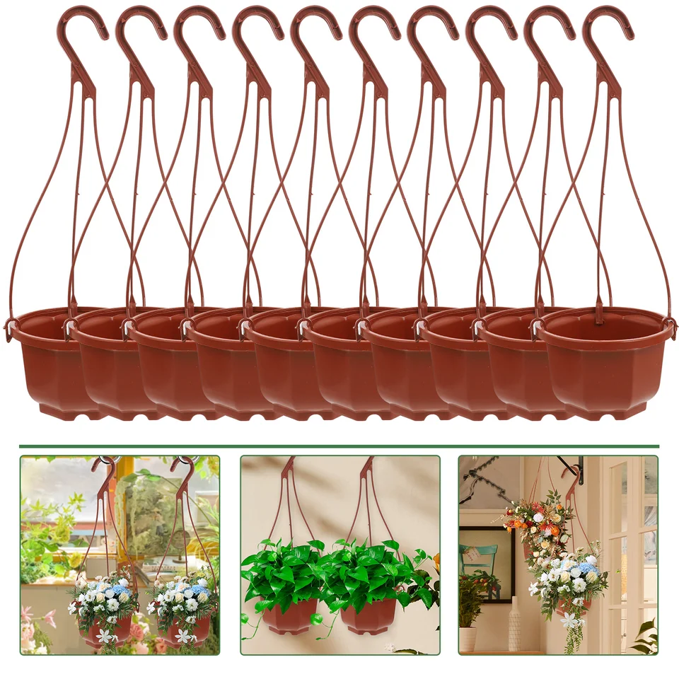 15 súprav Scindapsus Flowerpot Plastový kvetináč visiacich rastlín s háčikmi s háčikmi