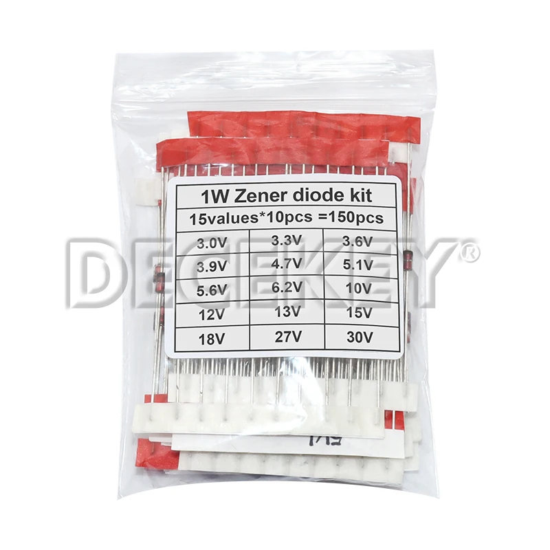 15 Values*10ks = 150ks 1W Zener Diode Kit DO-41 3V-30V komponent DIY Kit Nové a