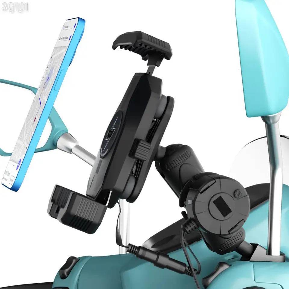 15 W bezdrôtové nabíjanie bicyklov odolné voči mobilným telefónom 360 ° Rotabovateľná nastaviteľná zliatina hliníka pre skúter motocyklov bicyklov