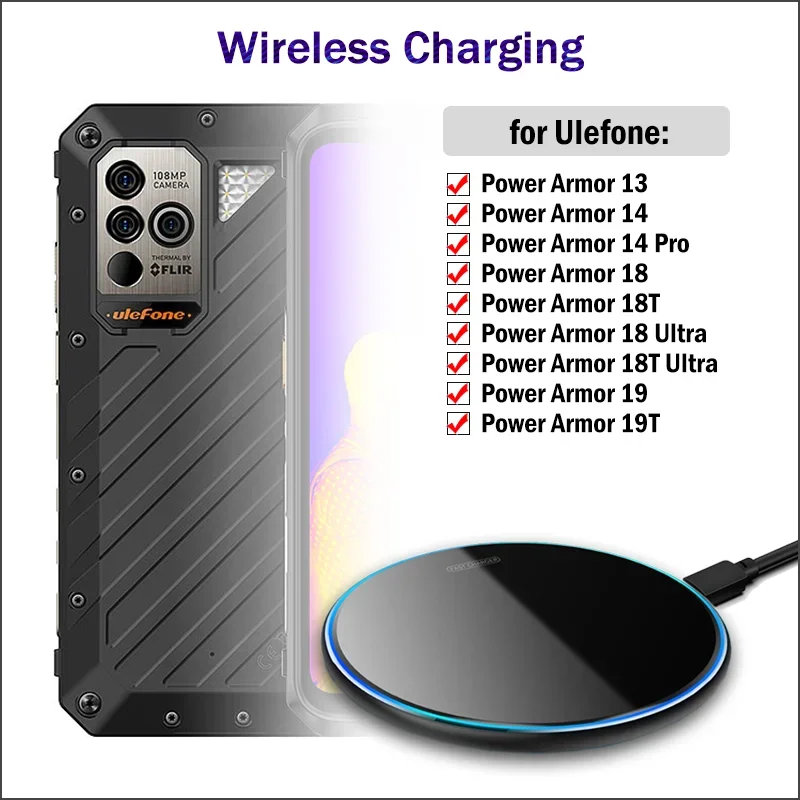 15 W bezdrôtové nabíjanie pre Ulefone Power Armour 19 19T 18 18t Ultra/Armor 13 14 Pro Qi kompatibilný bezdrôtový nabíjačku s káblom