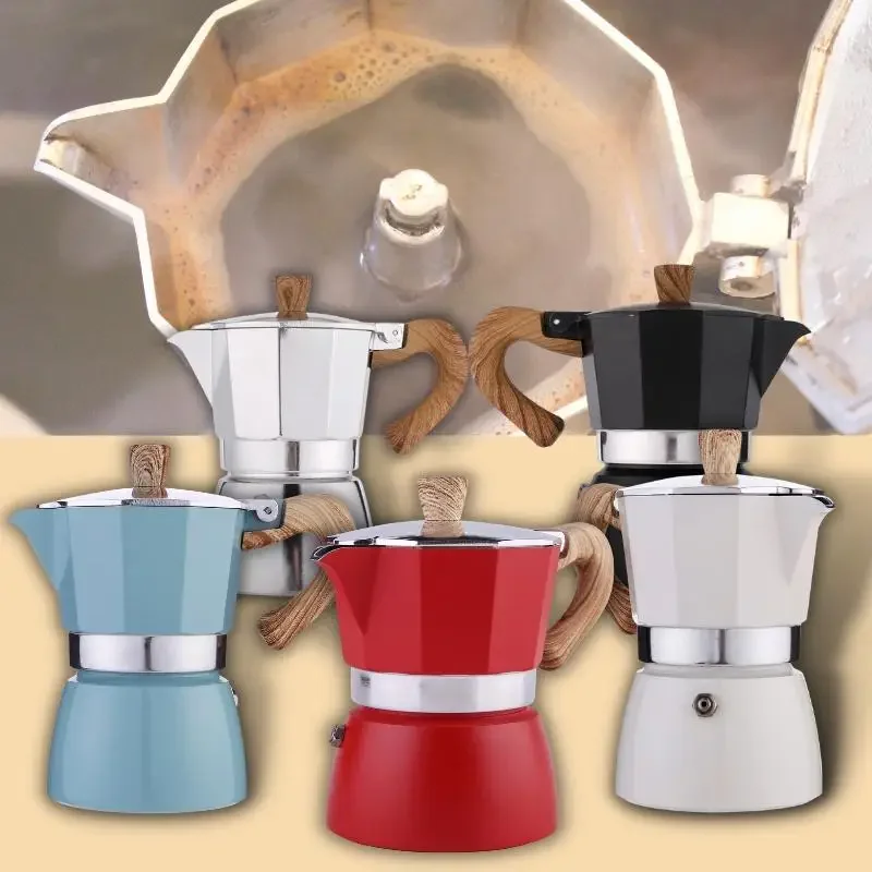 150/300 ml prémiový hliníkový hliník moka kávovar ručne vyrábaný pre bohatú chuť taliansky štýl pre domáci vonkajší kemping ľahko použiteľný