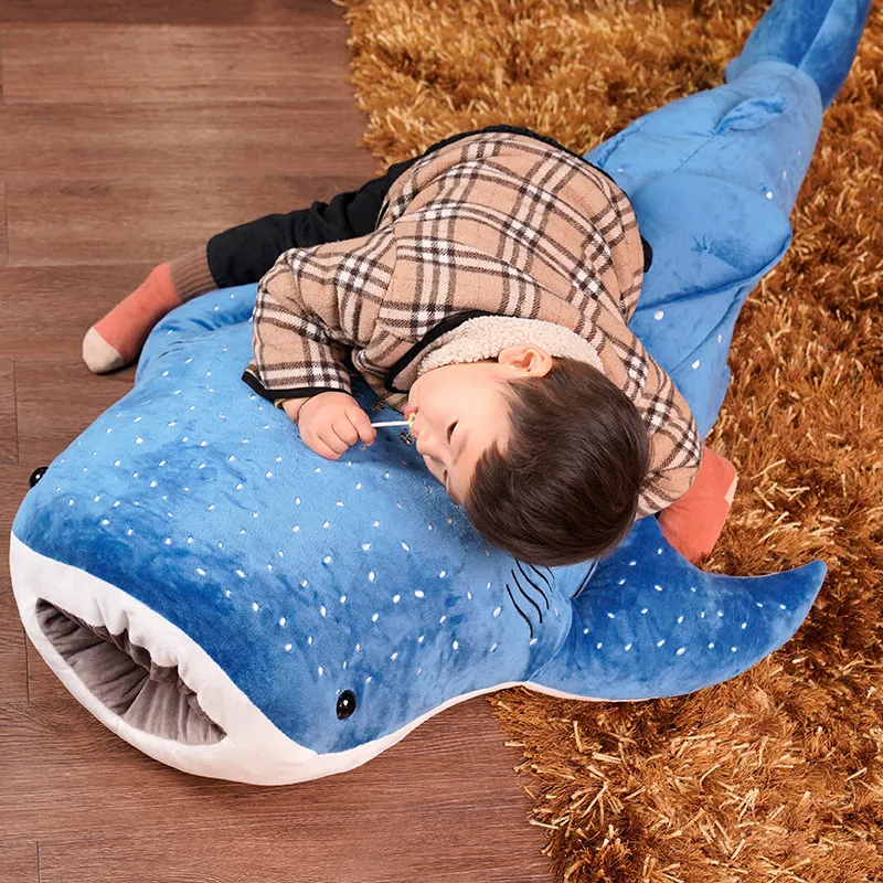 150 cm veľkú veľkosť mäkkej žraloky hračka veľká kreatívna modrá veľryba plnená mäkká megalodon morský organizmus plyšový vankúš Krásna detská bábika