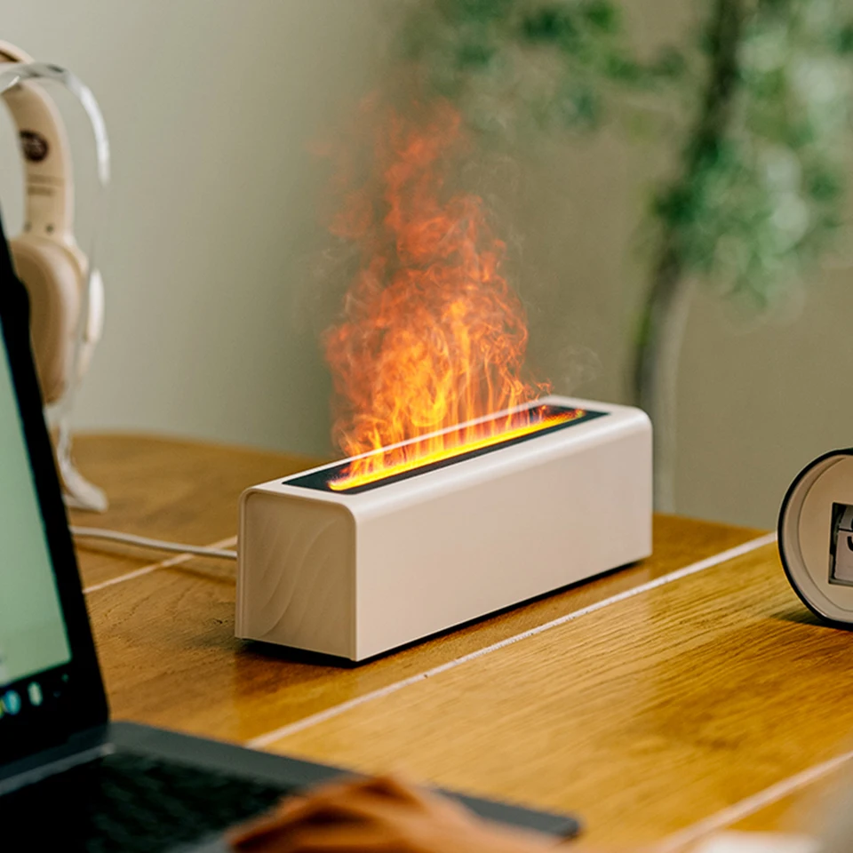150 ml USB éterický olej arómy Difúzor 7 farebných plameňových vzduchových arómy Oil Difuser Domov aromaterapia zvlhčovača pre vianočný darček pre domov