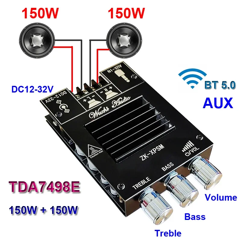 150 W + 150W TDA7498E Ehnyberitor Audio Power Amplifier BT 5.0 Stereo Subwoofer Hifi triedy D Digitálna hudba domáce divadlo AUX AMP