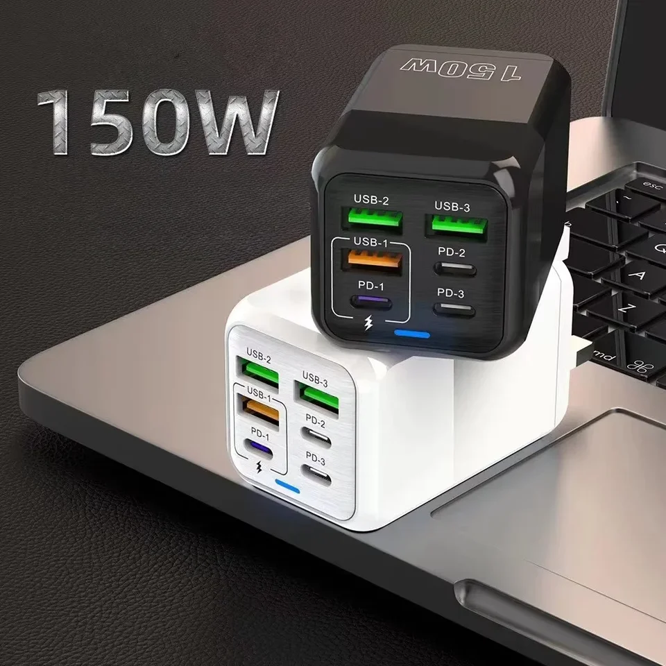 150 W 6 portov PD QC 4.0 USB C rýchle nabíjačku adaptér Super rýchle nabíjanie pre iPhone Samsung iPad Xiaomi Huawei OnePlus Oppo