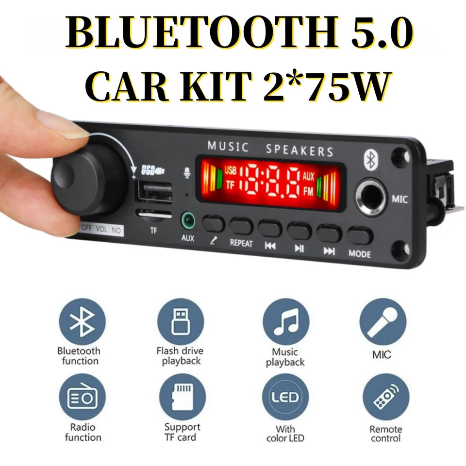 150 W DIY zosilňovač Bluetooth Decoder Board 12V 6,5 mm mikrofón FM Radio TF USB Audio Hudobné prehrávačky Hudobné reproduktory Hudobné ovládanie hlasitosti