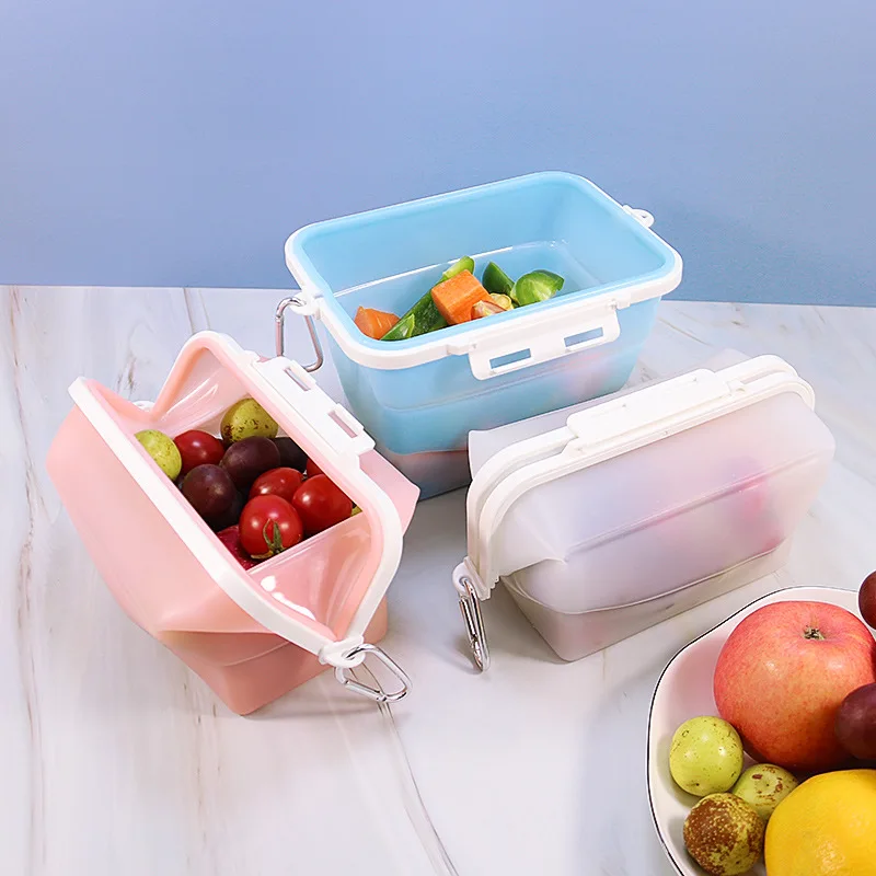 1500 ml silikónový obdĺžnik obedový box zrútená bento box skladacia nádoba na obale
