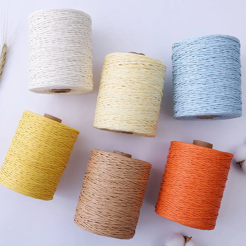 150G bavlnená priadza Raffia Natural pre ručné pletenie háčkovanie letné slané slané sandály sandále s hákmi papierové trávne vlákno 1 roll \ = 280 m