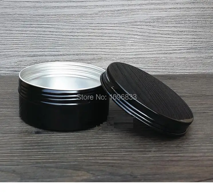 150G Čierny hliníkový hrniec 150 ml čiernych kovových plechoviek aromaterapeuta aróma éterický olejový box kozmetický hliníkový nádoba 24ks/veľa