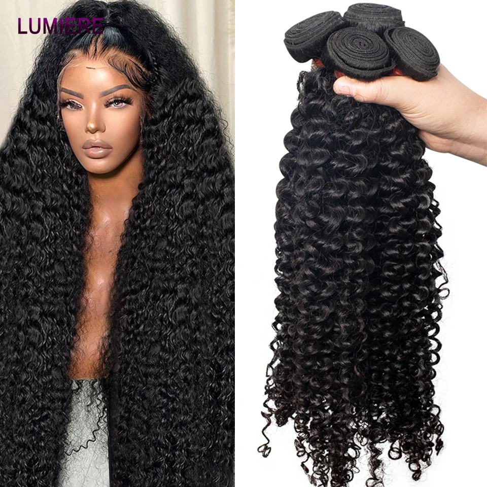 15a hlboké kučeravé zväzky ľudských vlasov Brazílska panna 1/3/4 PCS Weave Natural Black Hair Extensions 100% ľudské vlasové zväzky