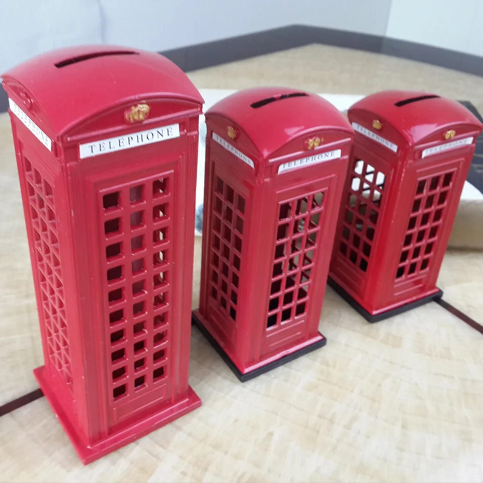 15cm dekorácia Londýnsky telefónny box na poštovú schránku Ornament Piggy Bank Metal Crafts Dekorácia