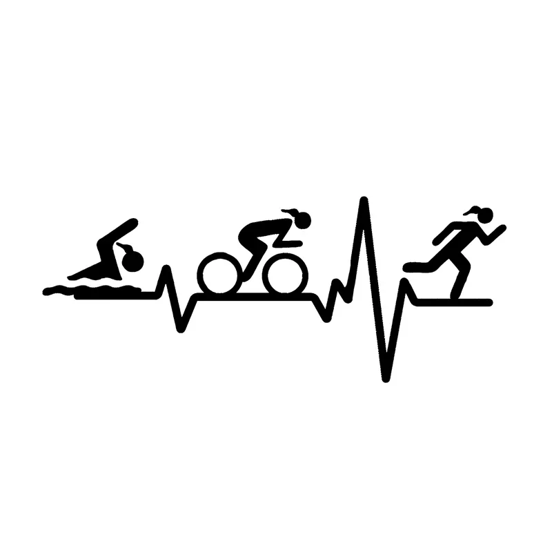 15cm lheart Beat Line Triatlon Swim Runner Runner Bicycle Car Products Sunkreen a vodotesné nálepky na motocykle PVC Sticker