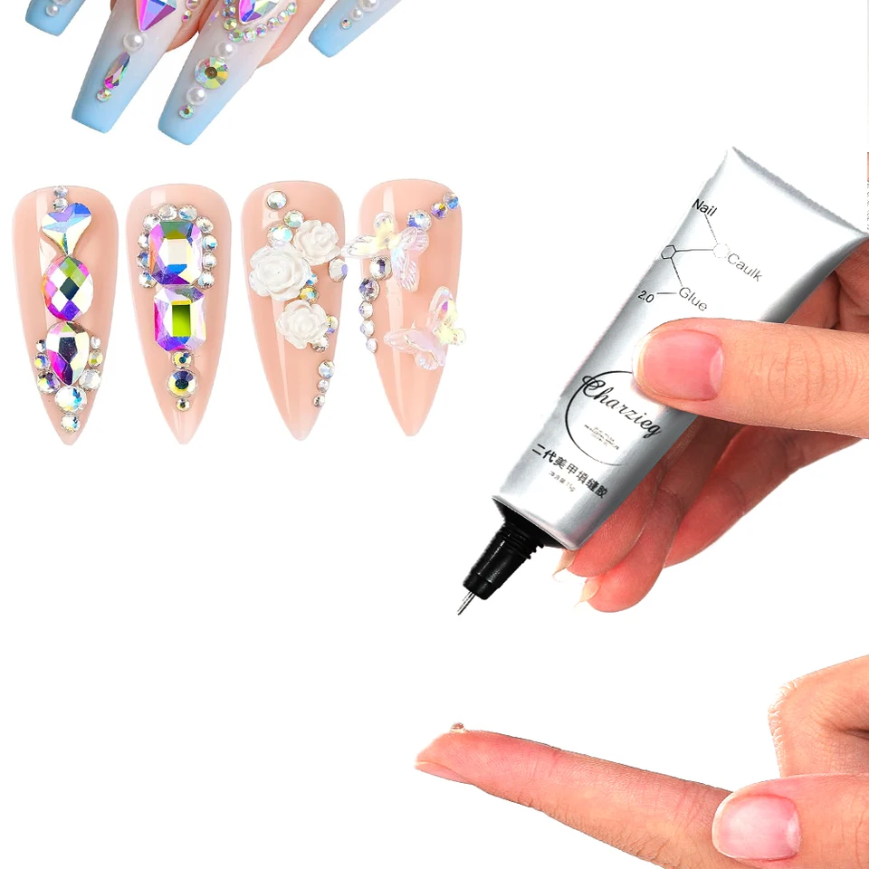 15g nechtového umeleckého gél Glue Glue pre lepkavé kamienky Diamantové falošné nechty Super lepiace drahokamy šperky