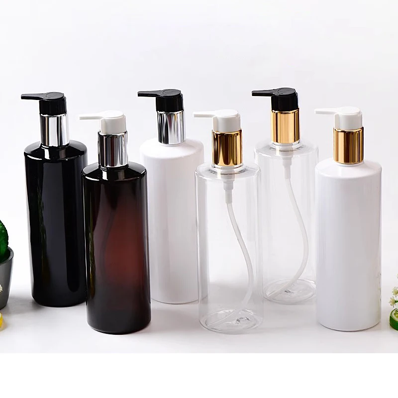 15ks 400 ml prázdne biele čierne číre hnedé fľaše s domácimi zvieratami so zlatým čerpadlom pre tekuté mydlové šampónový sprchový gél Kozmetické balenie