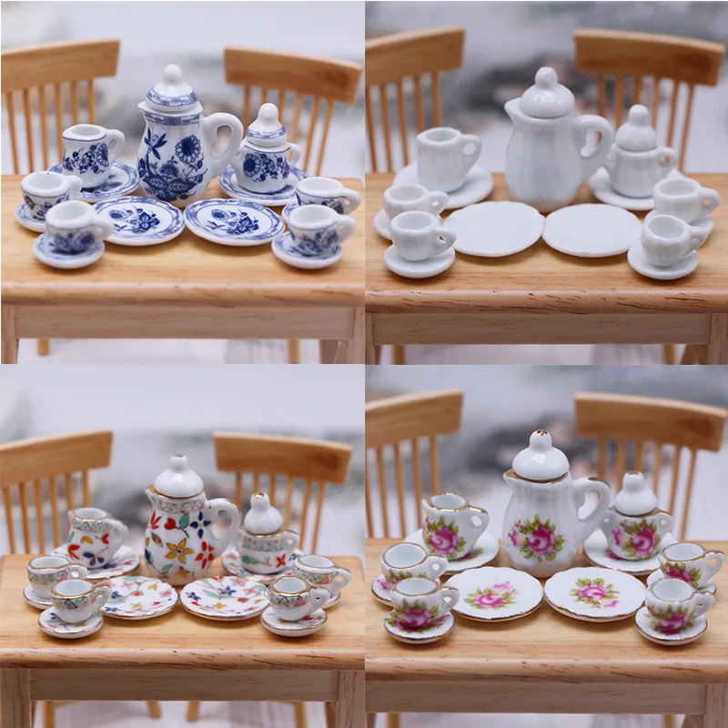 15ks/Set Dollouh Mini Simulation Ceramic TEA SET DEKORÁCIA Miniatúrne jedlo a scéna scény